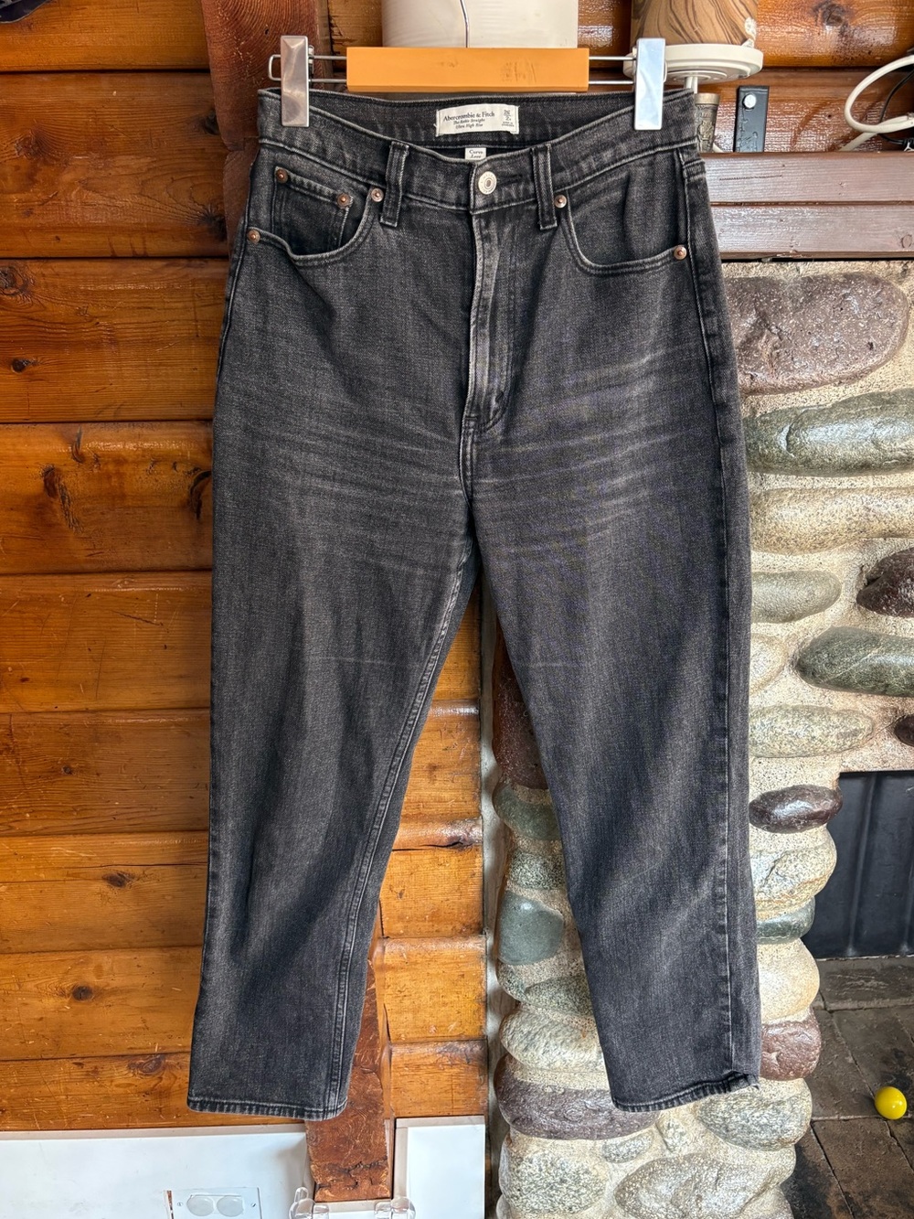 Abercrombie Curve Love Ankle Straight Ultra High Rise Jeans 26 Black